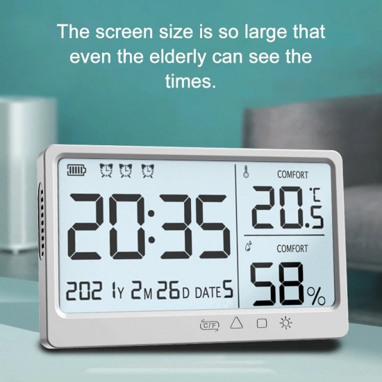 LCD Digital Temperature Humidity Meter   10 50 Measurement Electronic Thermometer Hygrometer LCD Display Alarm Clock