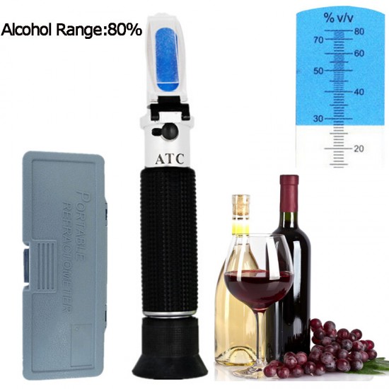 HandHeld Alcohol Refractometer Alcoholometer Alcohol Tester 0  80  Alcohol Sugar Refractometer ATC Wine Measure Tool 30 OFF