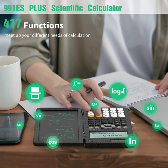 NEWYES 991ES 6 5 Inches Scientific Calculator with LCD Writing Tablet and 417 Functions Solar Energy Science Calculators Notepad Professional Foldable Calculators for School Students Office Assistant