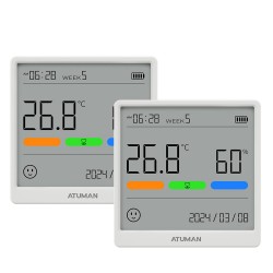 Atuman THSE Temperature and Humidity Meter with Ultra  Sensitive Sensors Type  C Rechargeable Wide Range Monitoring Clear LCD Display and Power Failure Memory