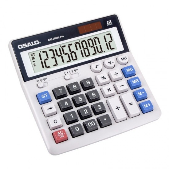 OSALO 12 Digits Desktop Calculator Solar Energy Dual Power Calculator  OS  200ml Pro