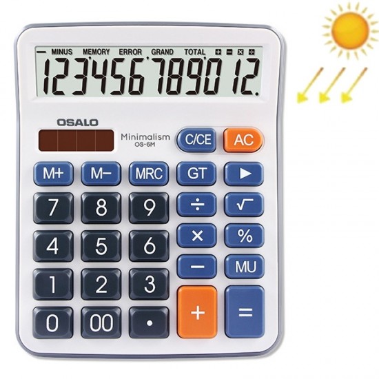 OSALO OS  6M 12  digit Office Desktop Calculator Solar Dual Power Calculator