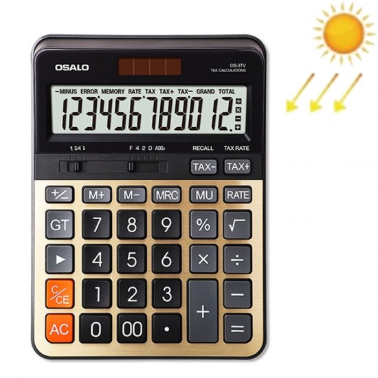 OSALO OS  3TV 12  digit LCD Screen Solar Dual Power Supply Desktop Calculator