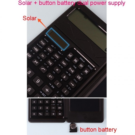 Solar Function Calculator Handwriting Pad 10 Digits Display Portable Handwriting Board  Black