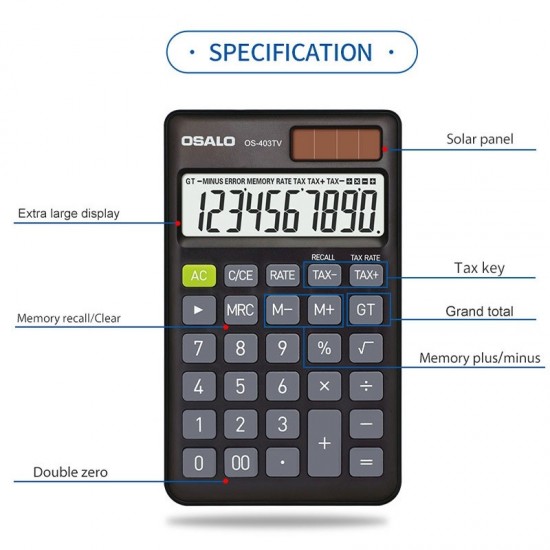 OSALO OS  403TV 10  digit LCD Screen Solar Dual Power Supply Mini Student Desktop Calculator