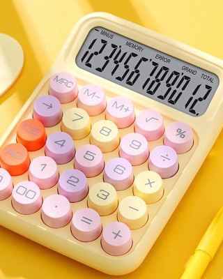 12  Bit Dopamine Flex Keyboard Calculator Candy Color Office Student Calculator  Lemon Yellow