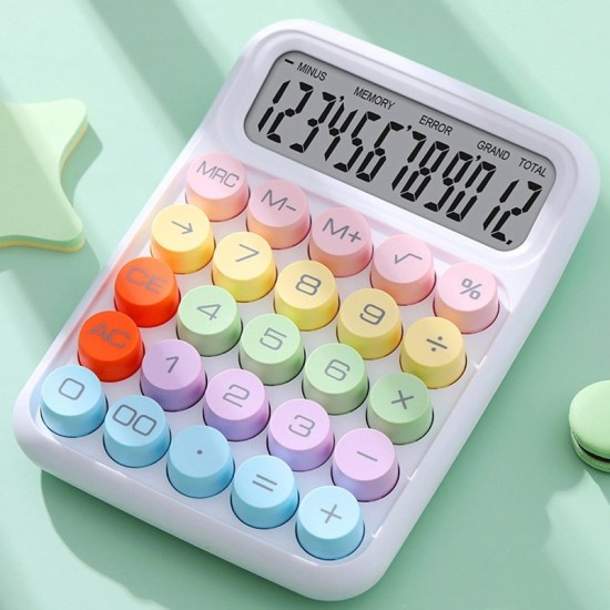 12  Bit Dopamine Flex Keyboard Calculator Candy Color Office Student Calculator  Moonlight White