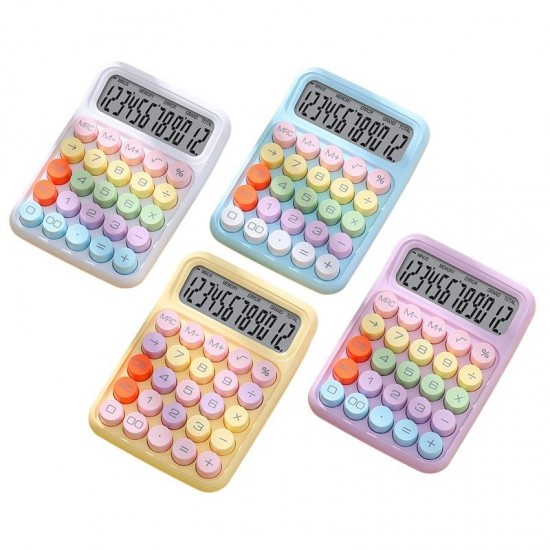 12  Bit Dopamine Flex Keyboard Calculator Candy Color Office Student Calculator  Moonlight White