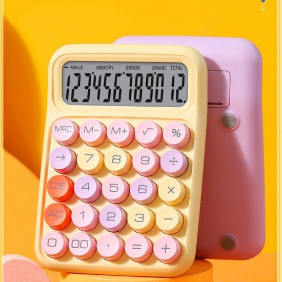 12  Bit Dopamine Flex Keyboard Calculator Candy Color Office Student Calculator  Lemon Yellow