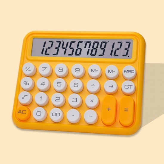 12  digit Mechanical Keyboard Calculator Cute Big Buttons Calculator  Lemon Yellow