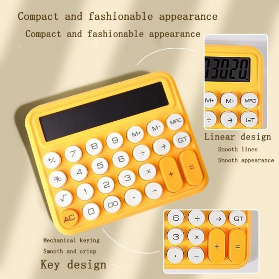 12  digit Mechanical Keyboard Calculator Cute Big Buttons Calculator  Lemon Yellow