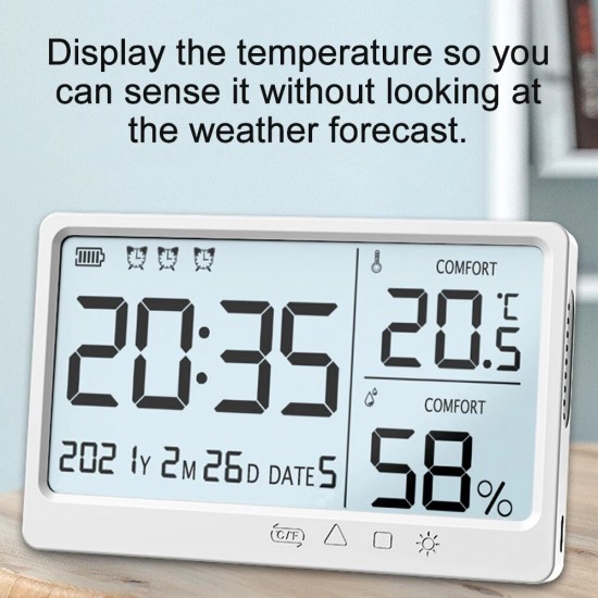 LCD Digital Temperature Humidity Meter   10 50 Measurement Electronic Thermometer Hygrometer LCD Display Alarm Clock