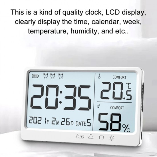 LCD Digital Temperature Humidity Meter   10 50 Measurement Electronic Thermometer Hygrometer LCD Display Alarm Clock