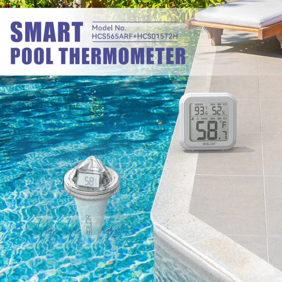 BALDR Digital Swimming Pool Thermometer   9 9  50 Range Accurate 360 Degree View Connects to HOMGAR App  Indoor Humidity Temperature Measurement