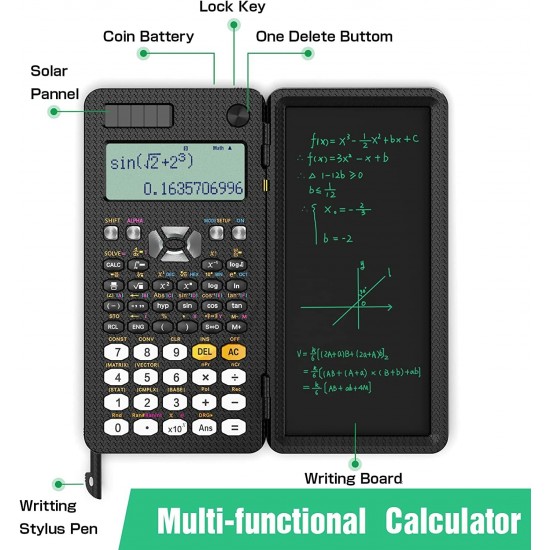 NEWYES 991ES 6 5 Inches Scientific Calculator with LCD Writing Tablet and 417 Functions Solar Energy Science Calculators Notepad Professional Foldable Calculators for School Students Office Assistant